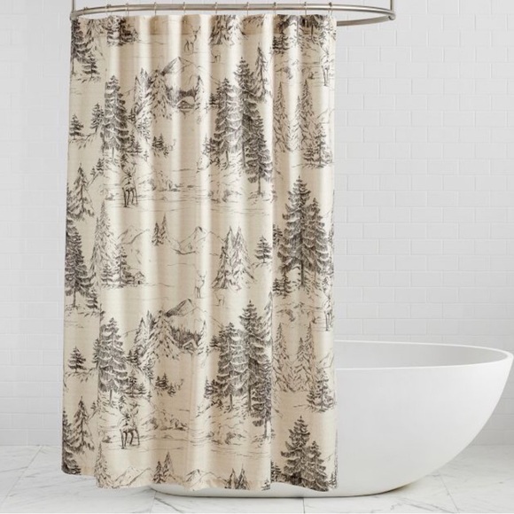 Pottery Barn Other - Pottery Barn Forest Sketch Shower Curtain - Cream and Black